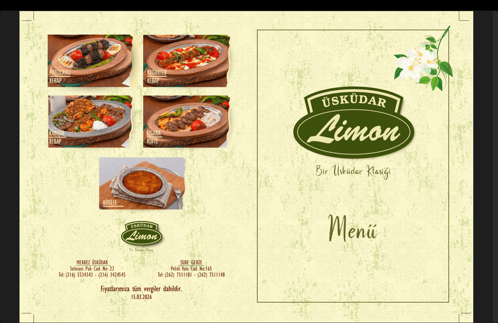 Üsküdar Limon Menü Kapağı